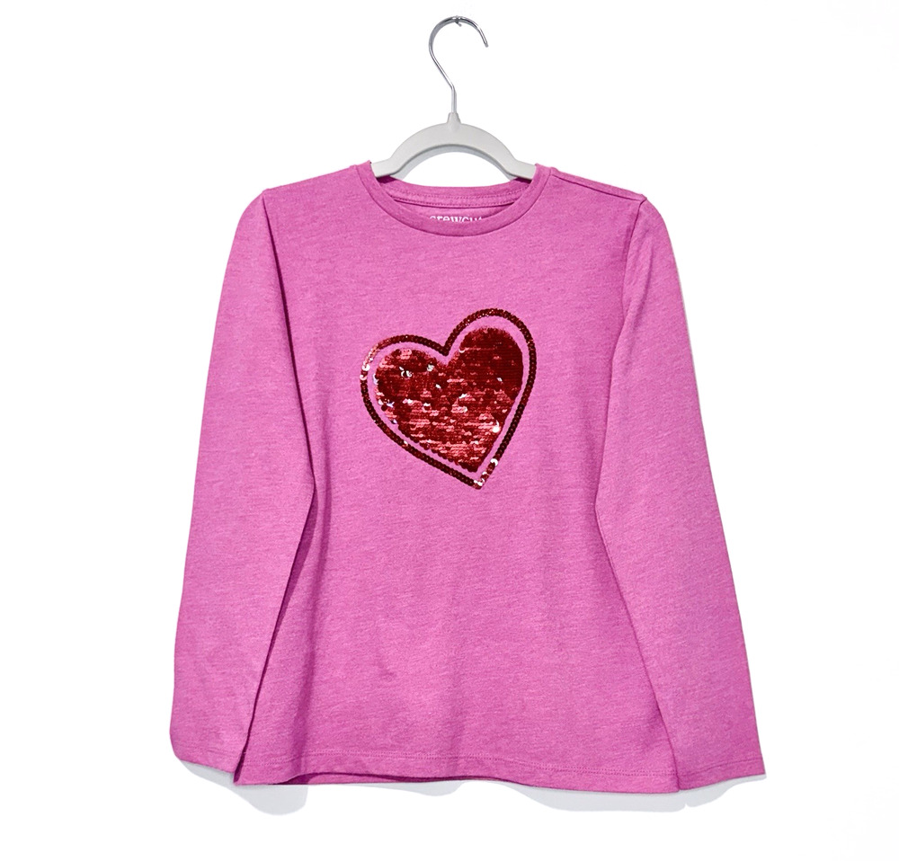 Crewcuts Girls T Shirt M 8-9 Cotton Blend Pink Crew Neck Long Sleeve Breathable